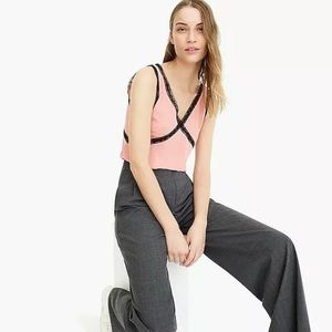 0 JCREW V-neck Blush Camisole Black Lace Top